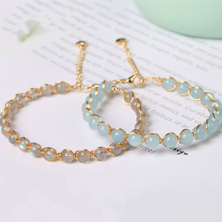 14K Gilded Winding Bracelet Crystal - Image 1