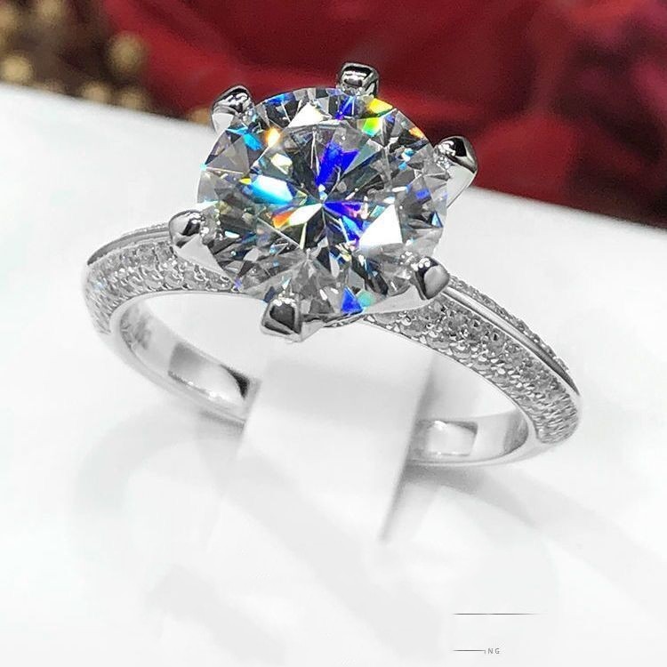 White Gold Female Moissanite Ring Image 1
