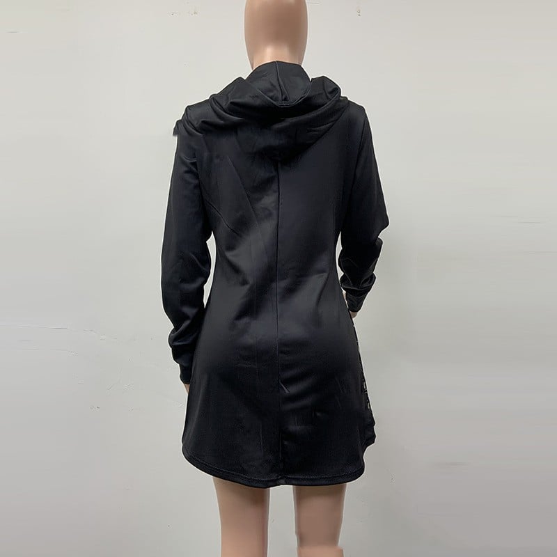 Printed Casual Loose Long Sleeve Hooded Jacket Image 5