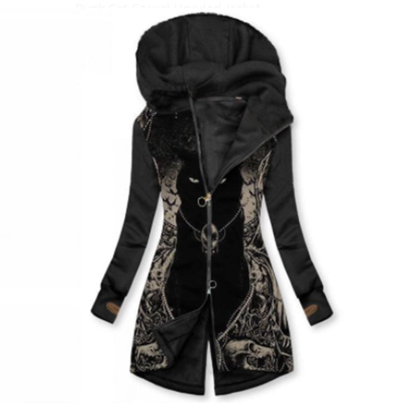 Printed Casual Loose Long Sleeve Hooded Jacket Image 2