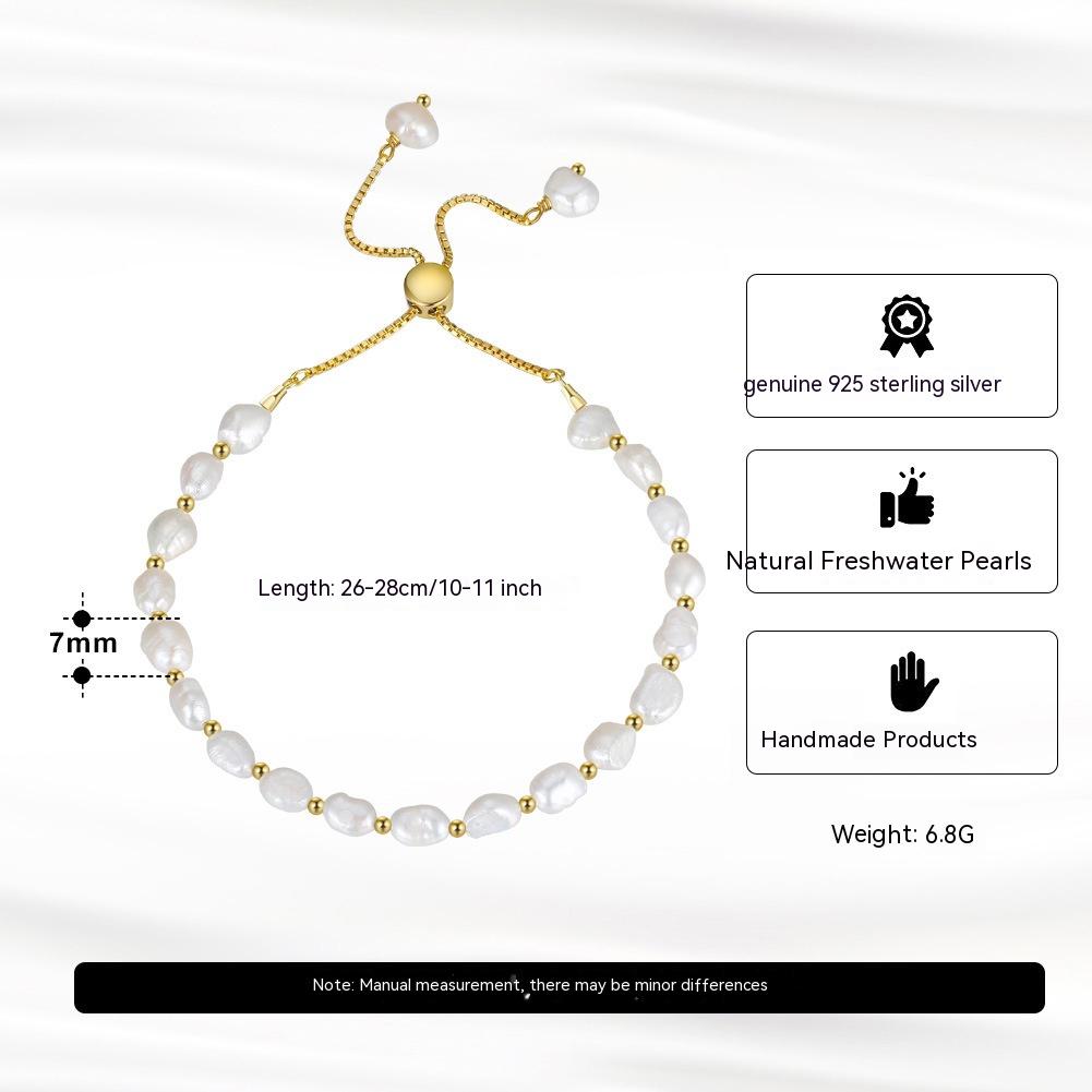 S925 Sterling Silver Natural Freshwater Pearl Bracelet