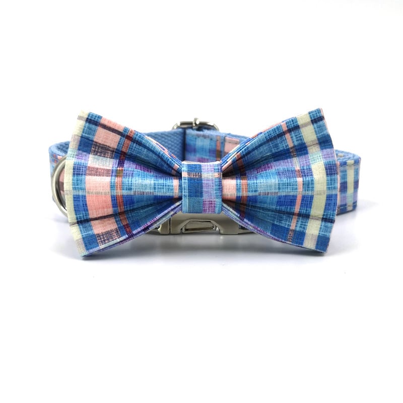 Plaid Dog Collar with Bow