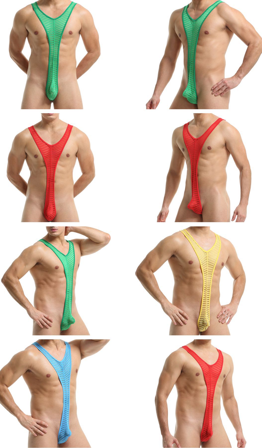Men's Underwear Ice Silk Striped Jumpsuit - Image 4