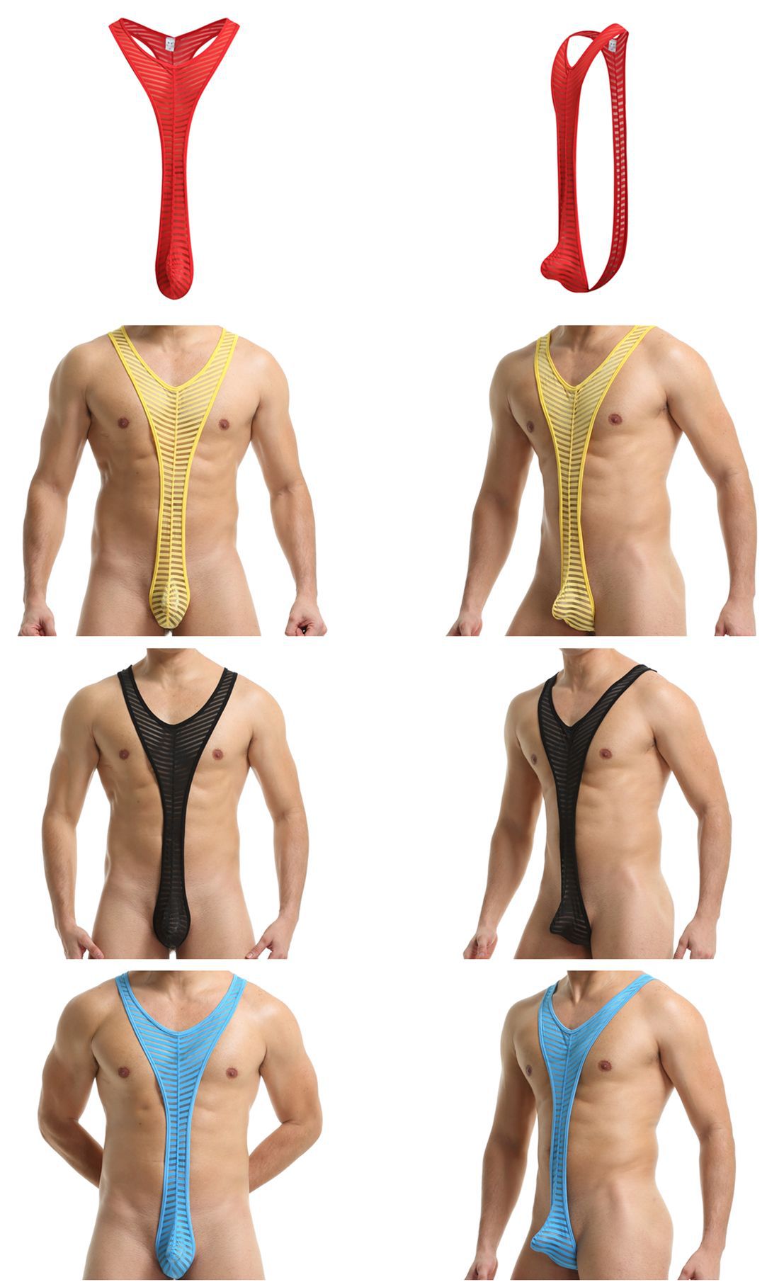 Men's Underwear Ice Silk Striped Jumpsuit - Image 3