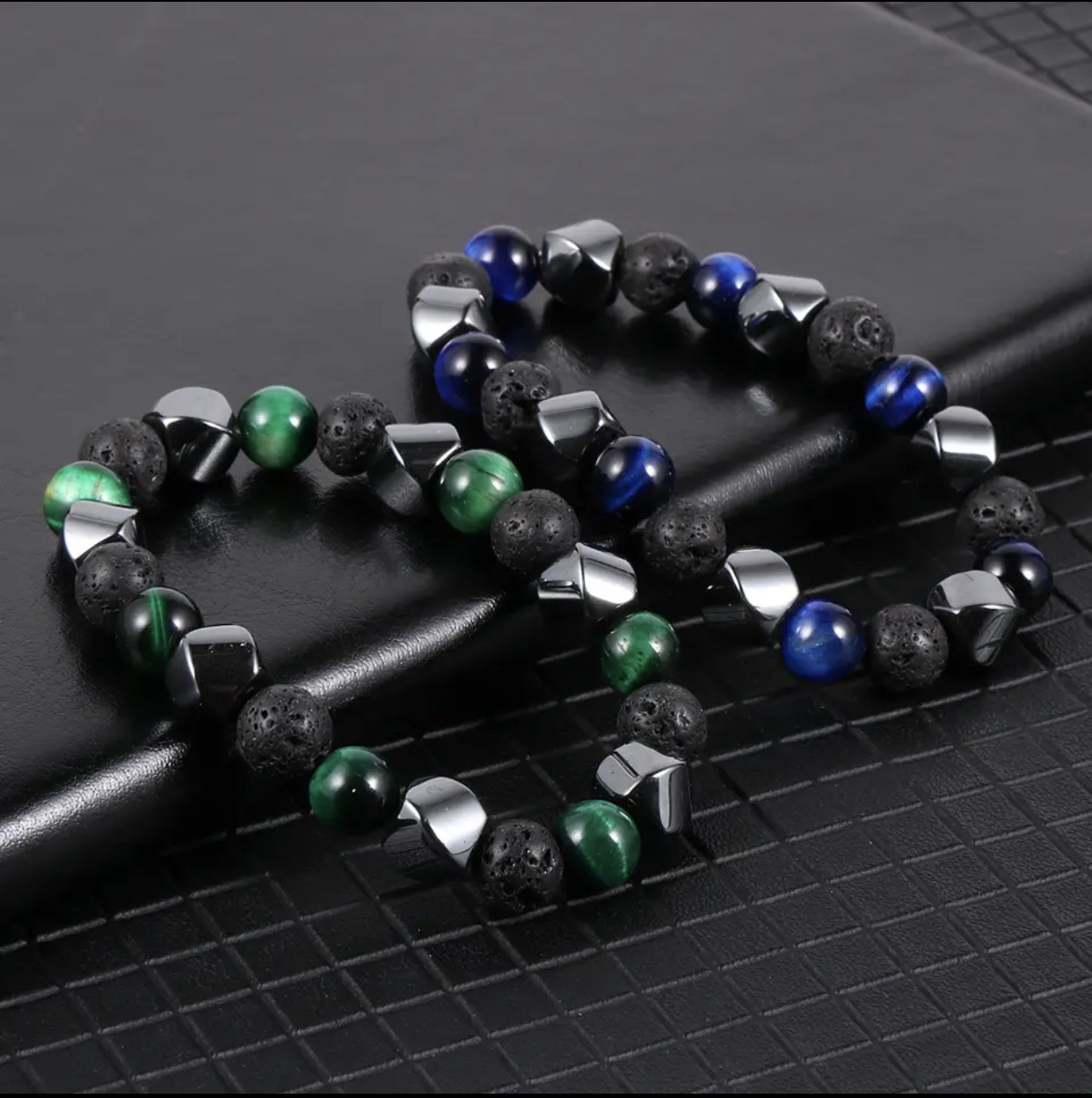 Bracciale in pietra vulcanica occhio di tigre naturale - Immagine 16