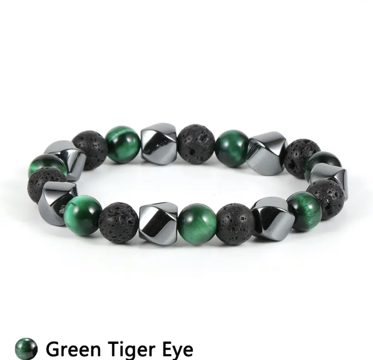 Bracciale in pietra vulcanica occhio di tigre naturale - Immagine 14