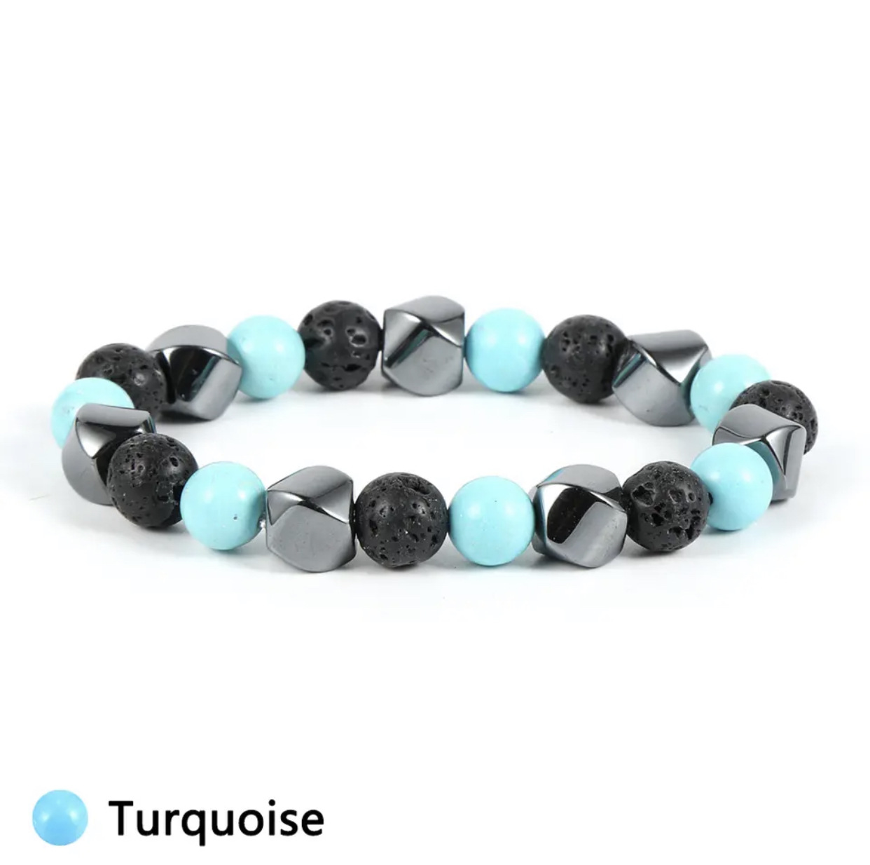 Bracciale in pietra vulcanica occhio di tigre naturale - Immagine 7
