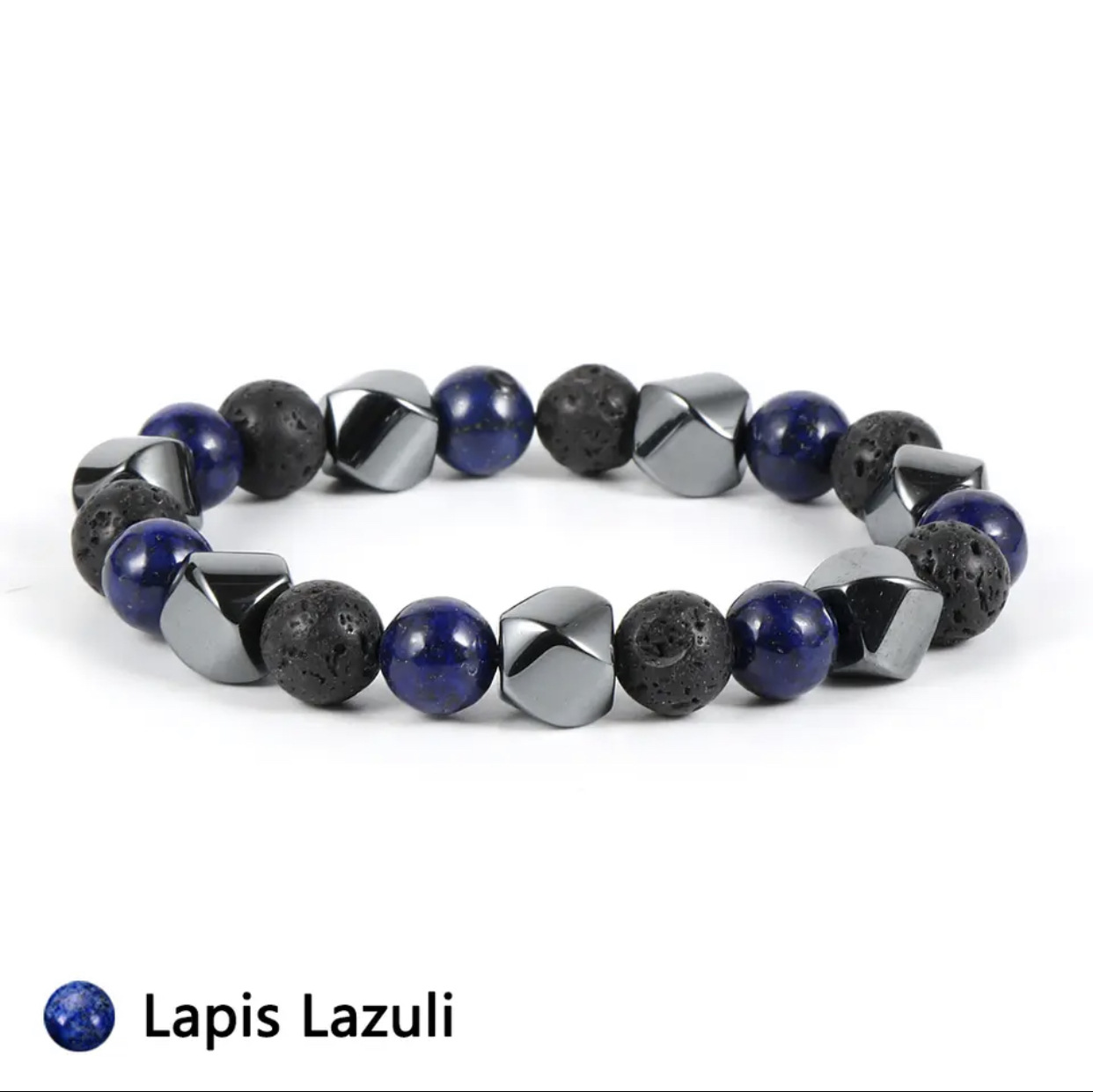 Bracciale in pietra vulcanica occhio di tigre naturale - Immagine 11