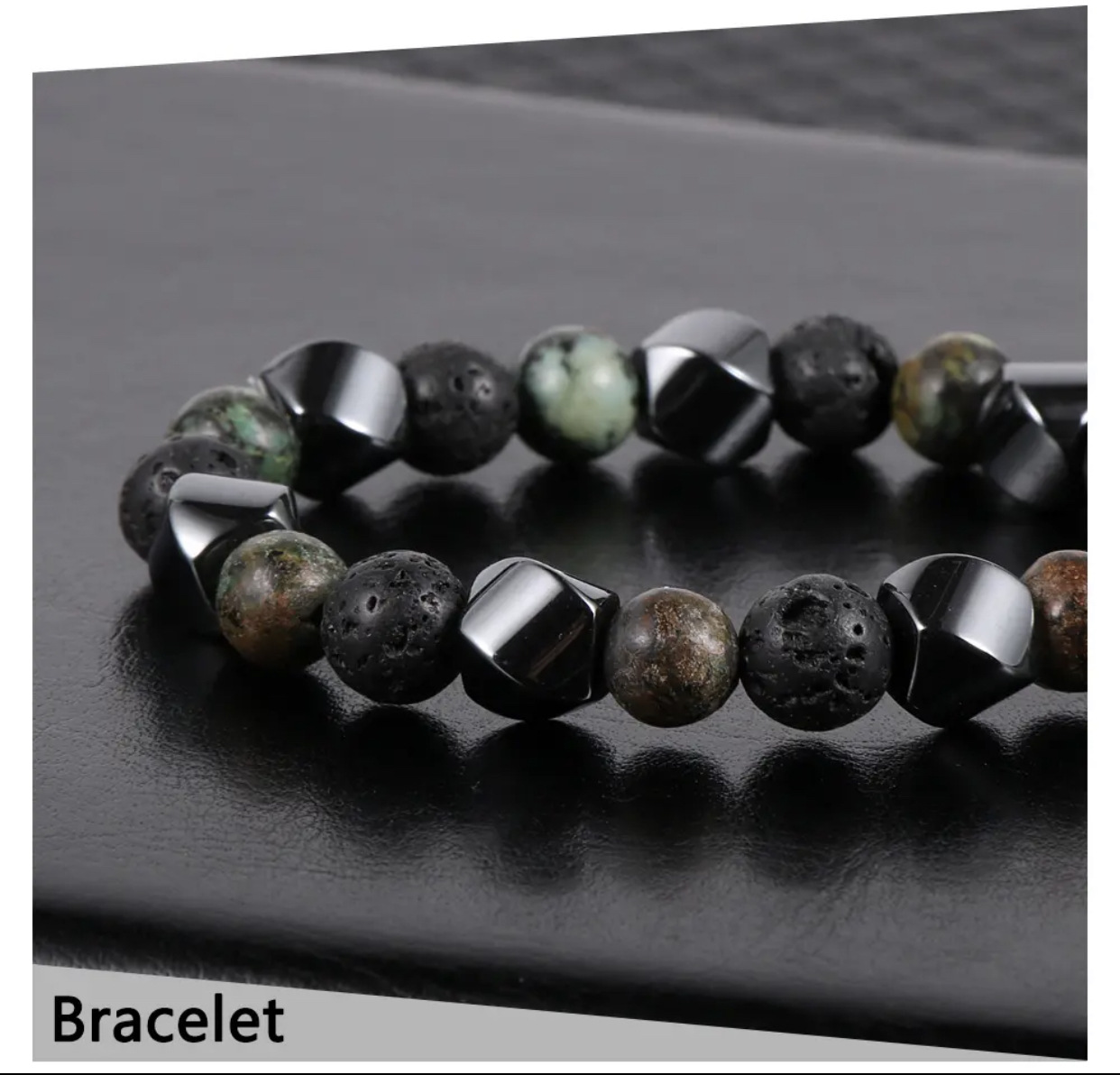 Bracciale in pietra vulcanica occhio di tigre naturale - Immagine 3