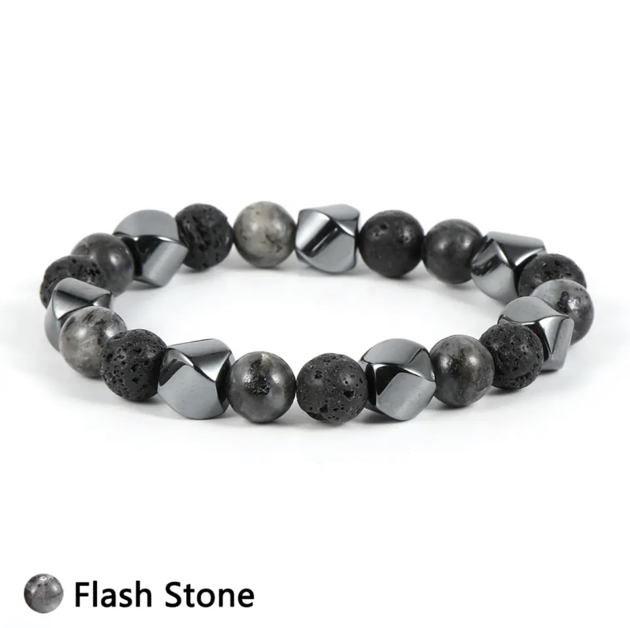 Bracciale in pietra vulcanica occhio di tigre naturale - Immagine 5