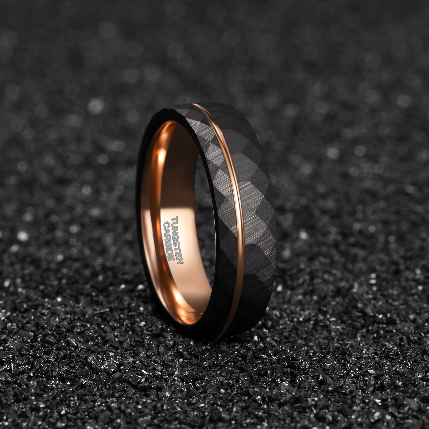 Meteorite Inlaid Tungsten Steel Men's Ring 4
