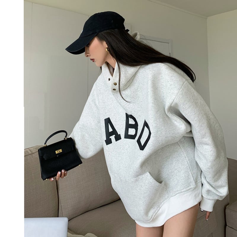 Stylish Casual Women's Loose Printed Hooded Sweatshirt