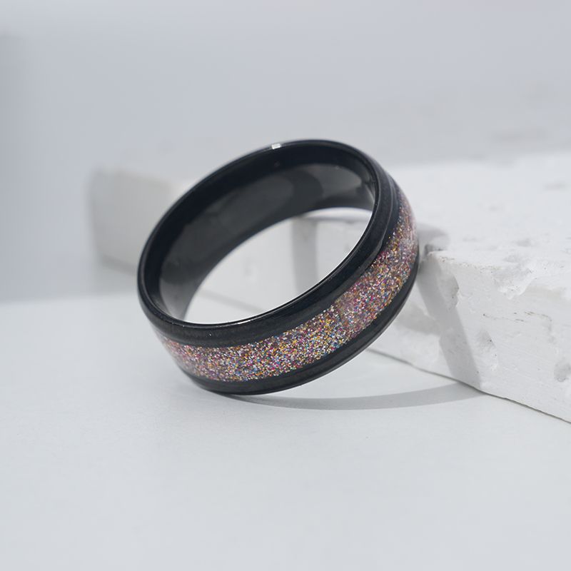 Men's Stainless Steel Retro Wood Grain Shell Ring - Image 5