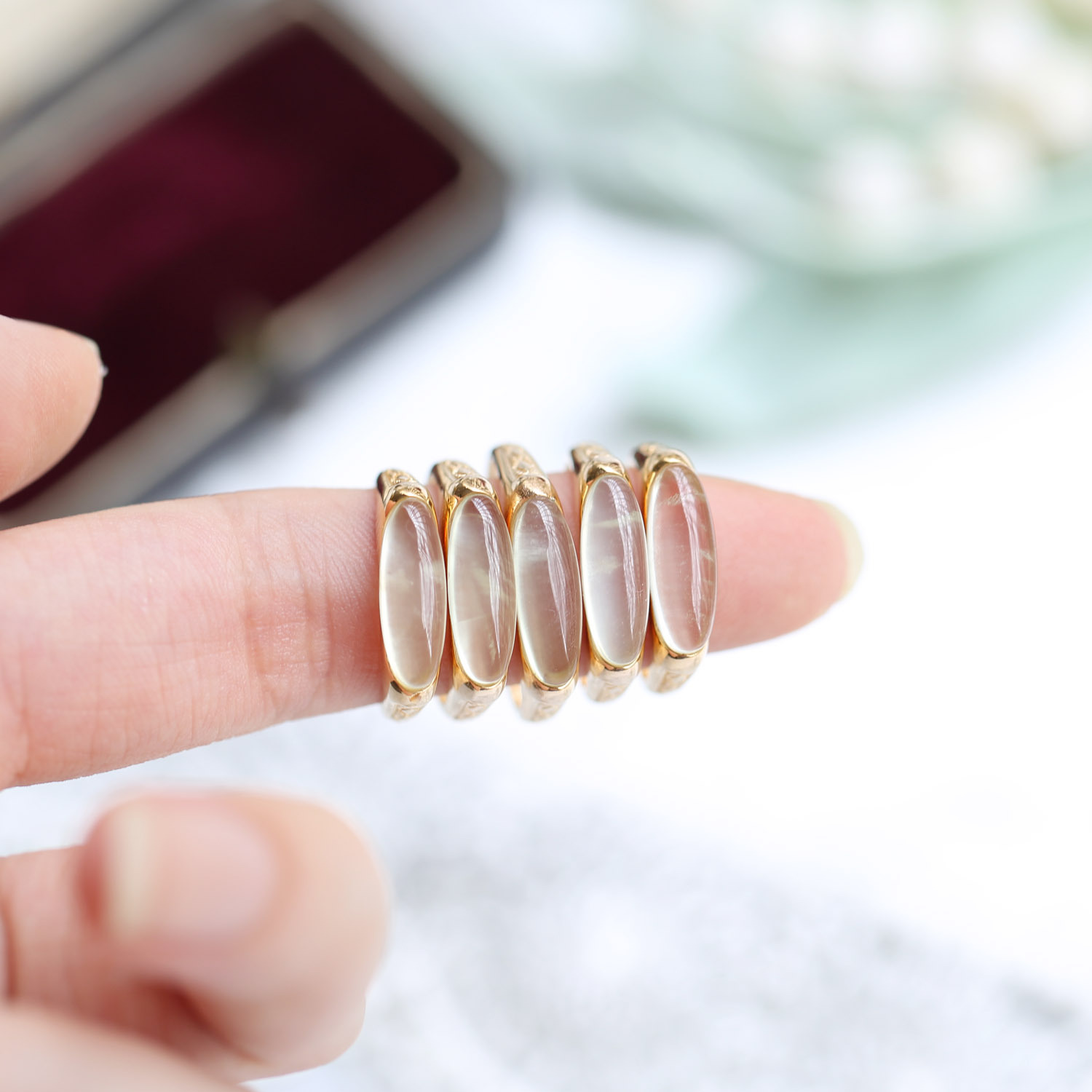 Champagne Bubble Oval 925 Silver Ring Image 3