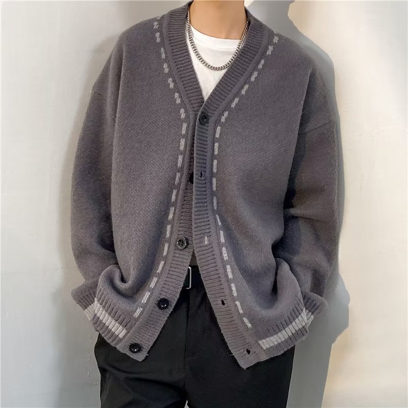 Retro Diamond Lattice Cardigan Sweater Image 2