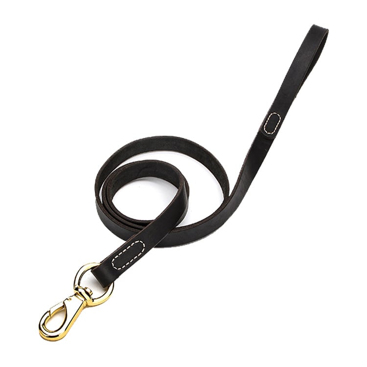 Cowhide Dog Leash Black