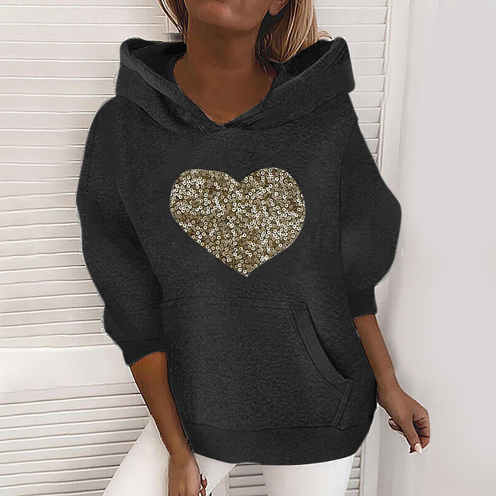 Loving Sequins Round Neck Sweater Image 1