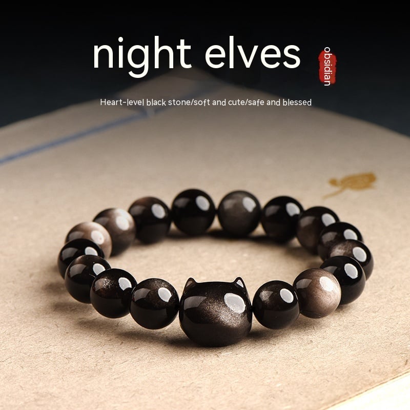 Obsidian Bracelet Silver Style