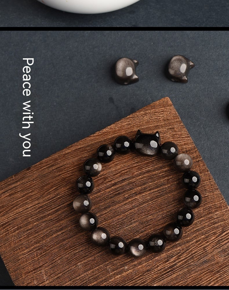 Obsidian Bracelet Gold Style