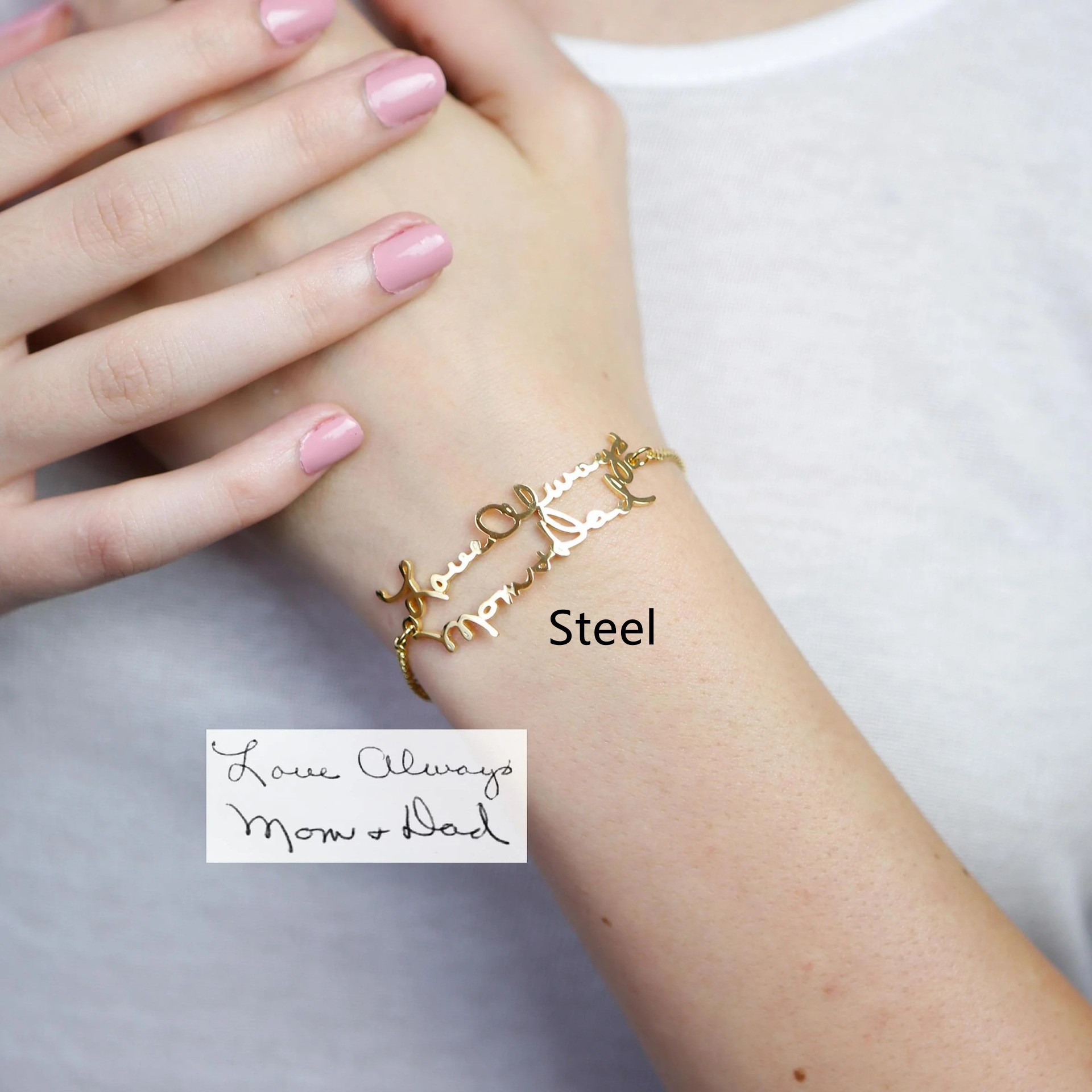 Stylish display of Stainless Steel Alphabet Name Bracelet