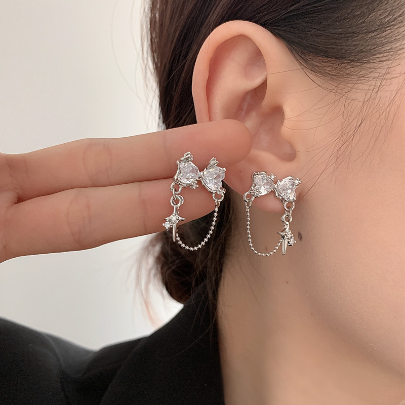 Hot Girl Style Fashion Simple Love Chain Earrings - Image 1