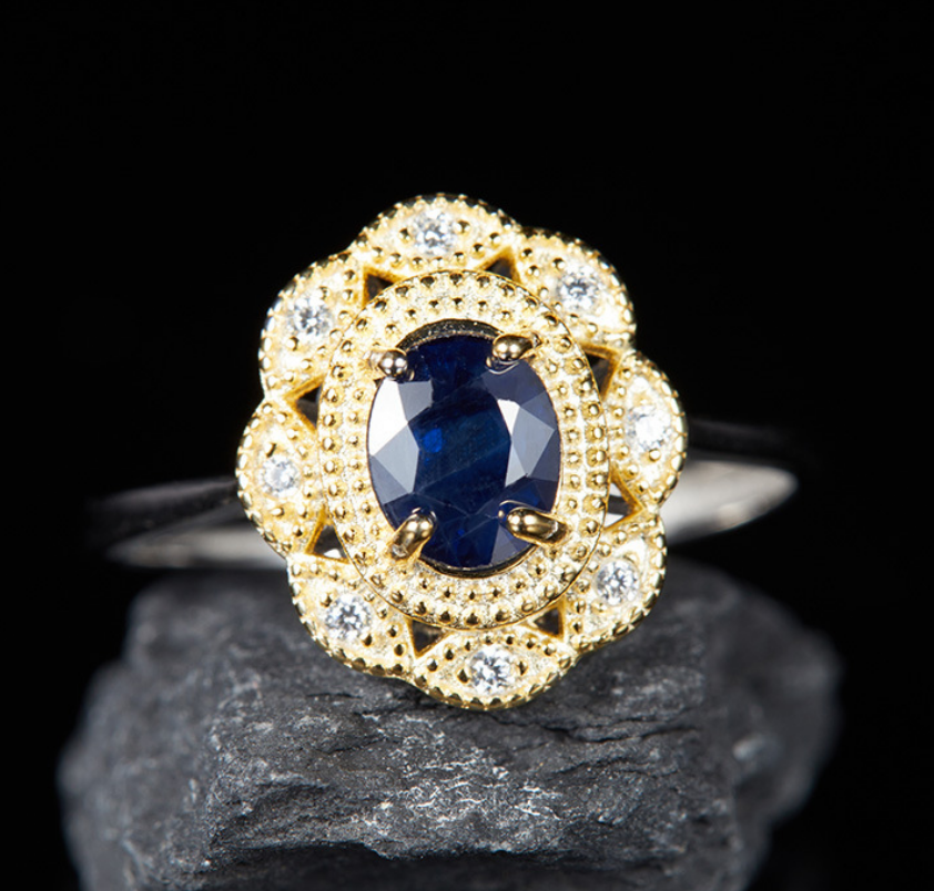 Natural Sapphire Ring - Front View