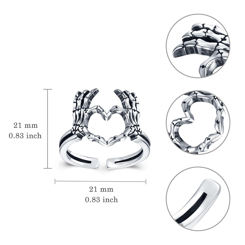 Skull Than Heart Paw Index Finger Retro Ring Image 1
