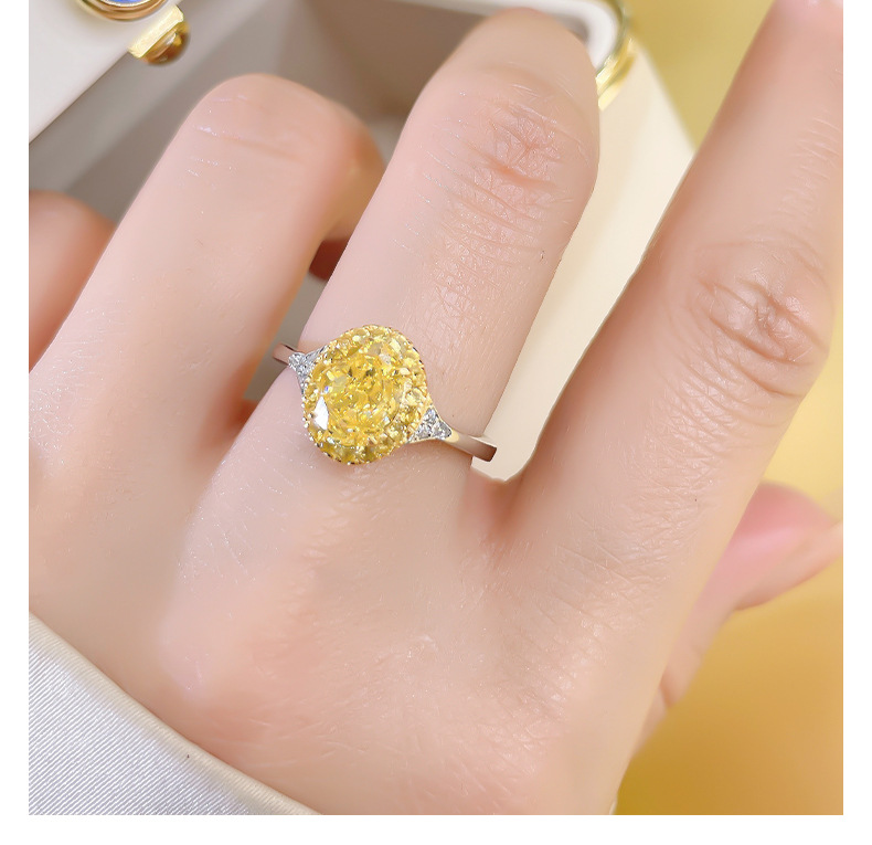 Simple Egg Shaped Yellow Diamond Ring 2