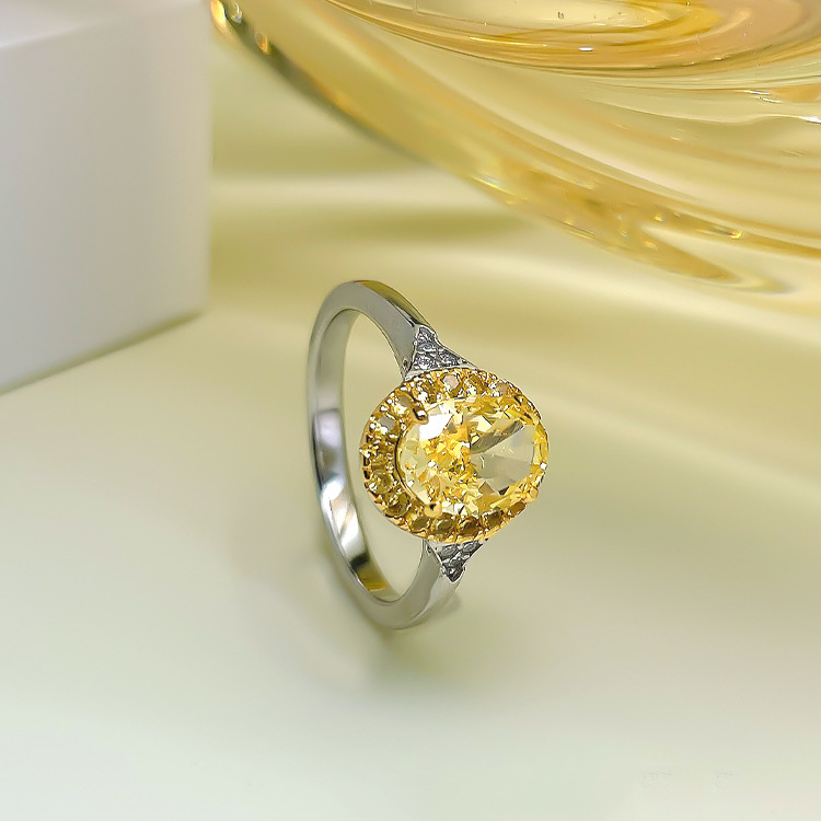 Simple Egg Shaped Yellow Diamond Ring 4