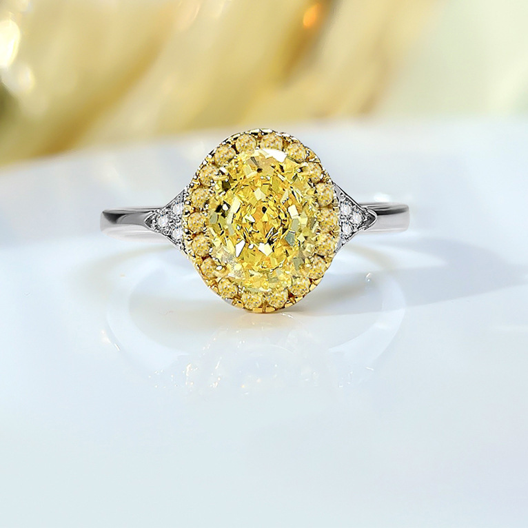 Simple Egg Shaped Yellow Diamond Ring 1