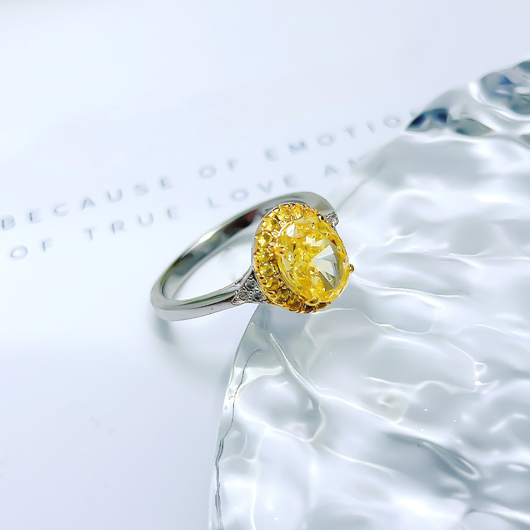 Simple Egg Shaped Yellow Diamond Ring 5