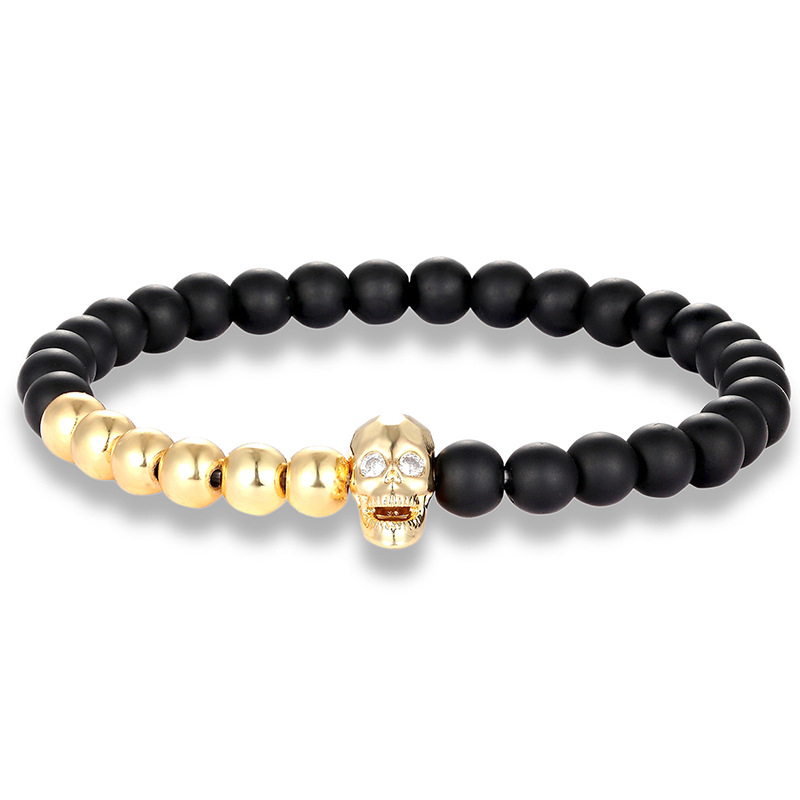 Micro Inlaid Zircon Skull Bracelet Silver