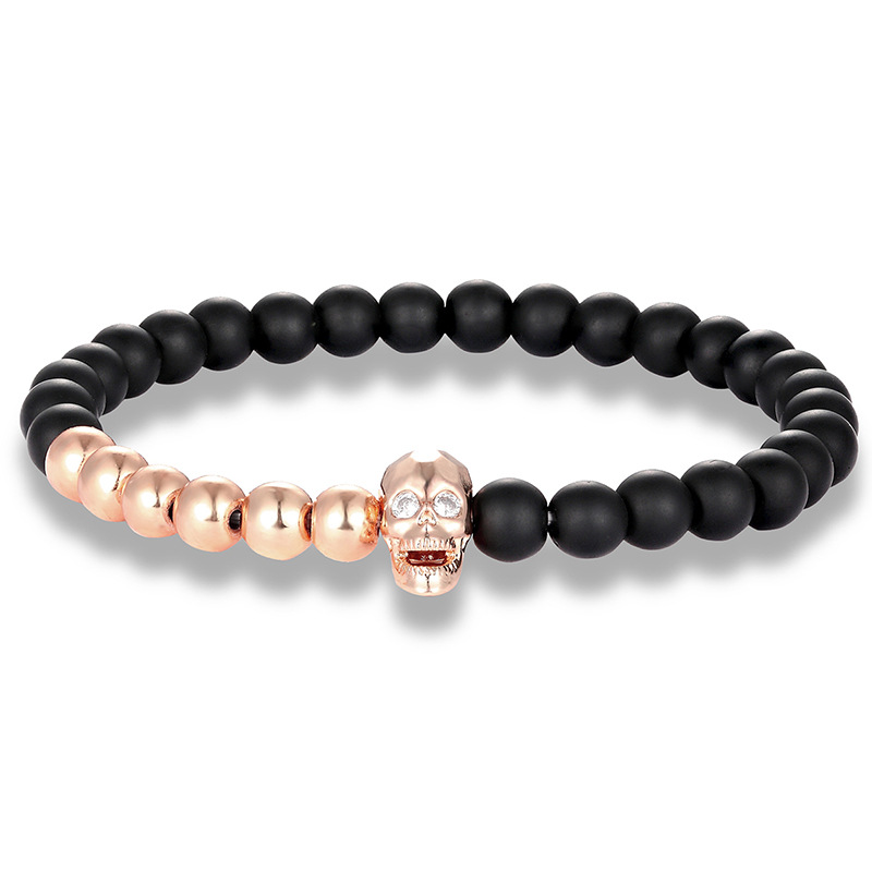 Micro Inlaid Zircon Skull Bracelet Gold