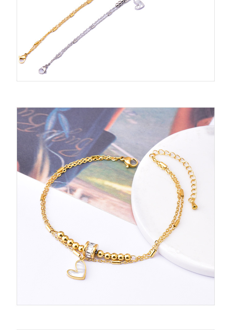 Zircon Transfer Beads Double-circle Anklet on display