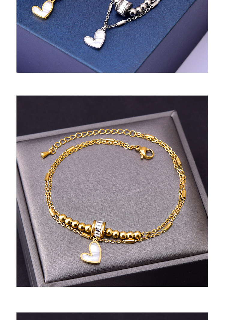 Gold Zircon Transfer Beads Double-circle Anklet