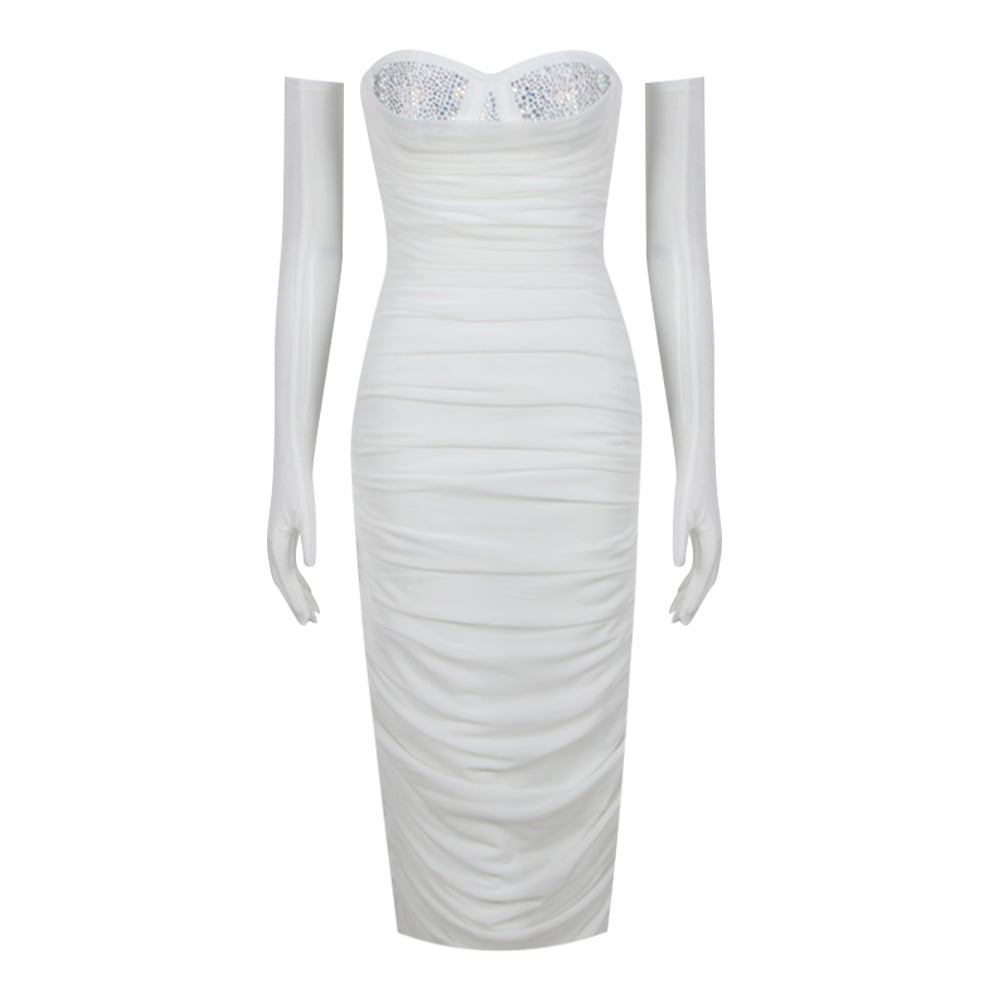 Vestido con tirantes y vendaje de malla cosida - Imagen 2
