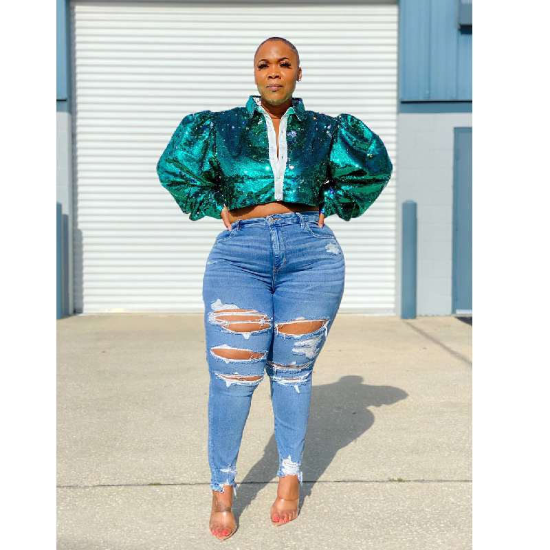 Large Ladies Denim Trousers Detail 4