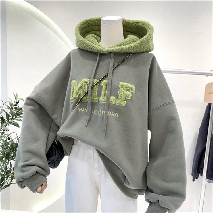 Anti-pilling Plus Velvet Thick Winter Loose Hooded Sweater Image 2