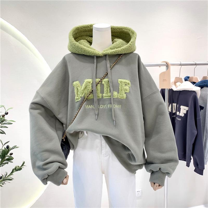 Anti-pilling Plus Velvet Thick Winter Loose Hooded Sweater Image 6