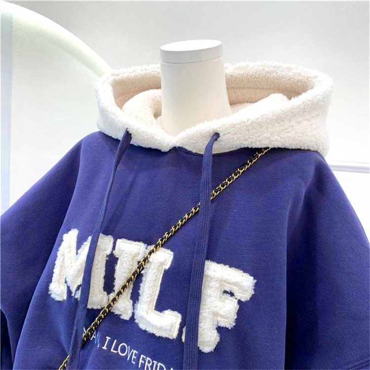 Anti-pilling Plus Velvet Thick Winter Loose Hooded Sweater Image 5