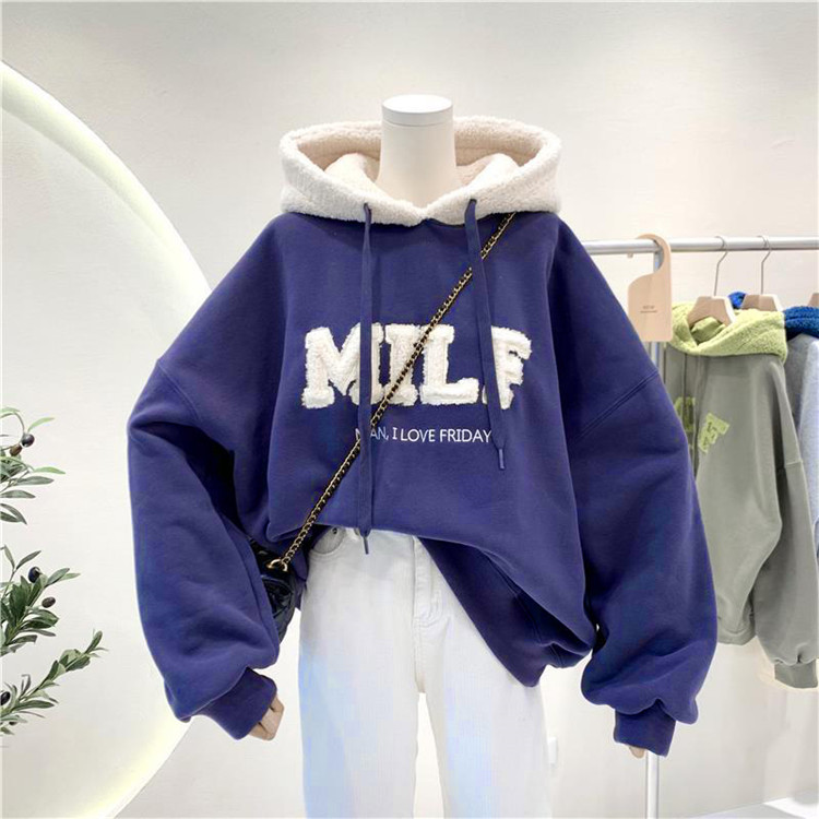 Anti-pilling Plus Velvet Thick Winter Loose Hooded Sweater Image 4