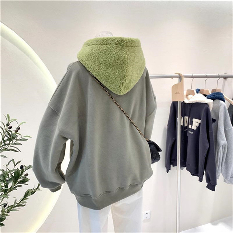 Anti-pilling Plus Velvet Thick Winter Loose Hooded Sweater Image 3