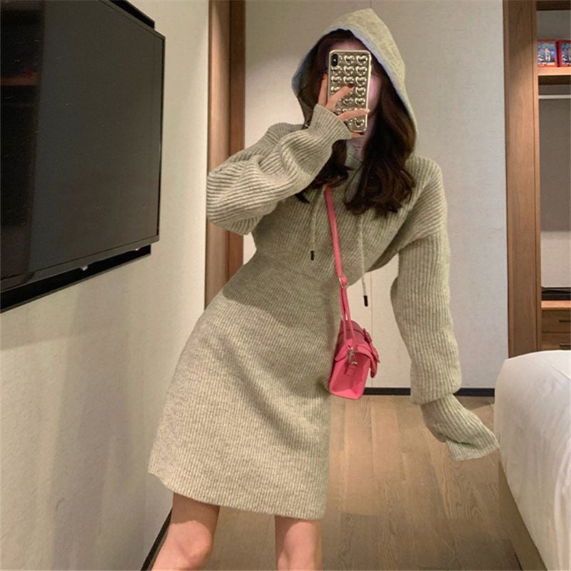 Gray Knitted Sweater Front View