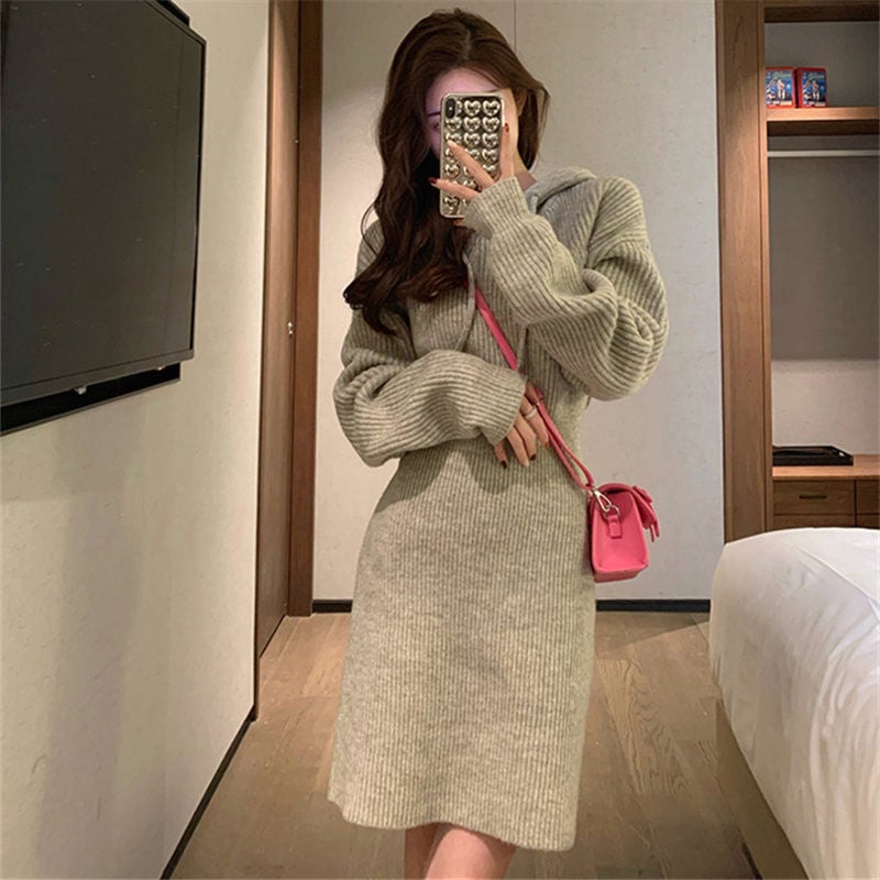 Gray Knitted Sweater Side View