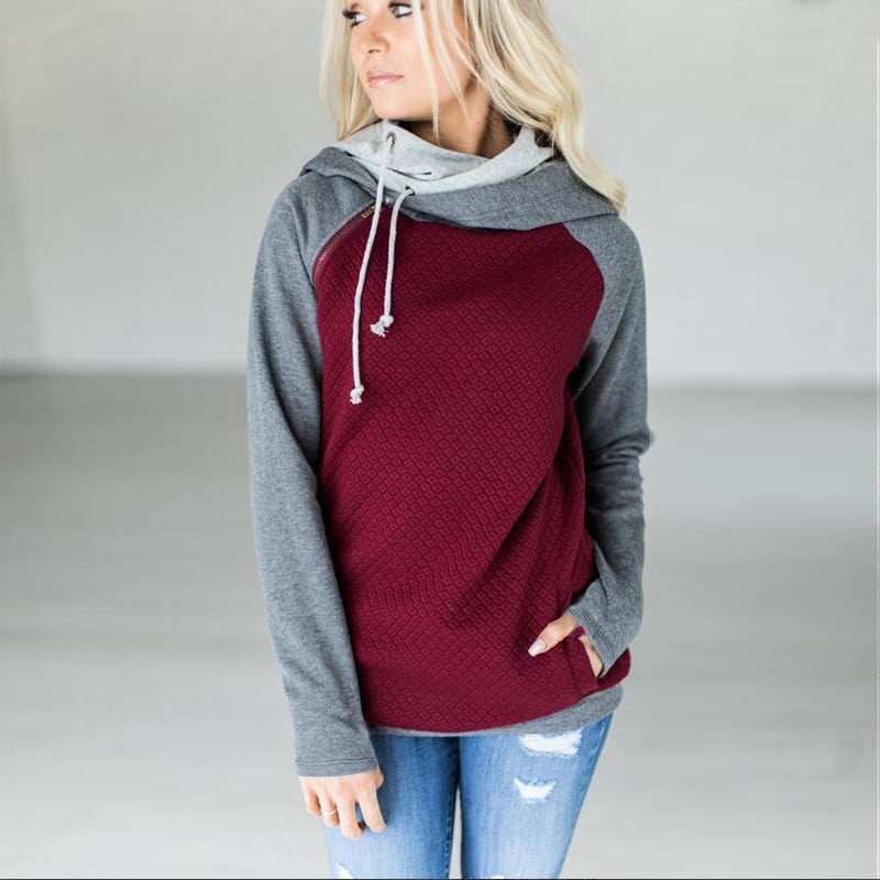 Oblique Zipper Double Hood Hoodie - Image 8