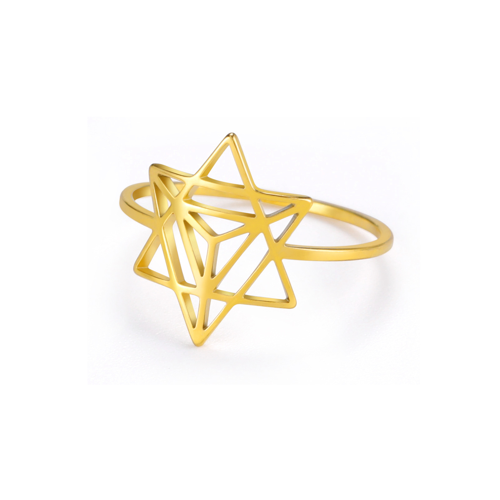 Stainless Steel Six-pointed Star Inlaid Ring Image 1