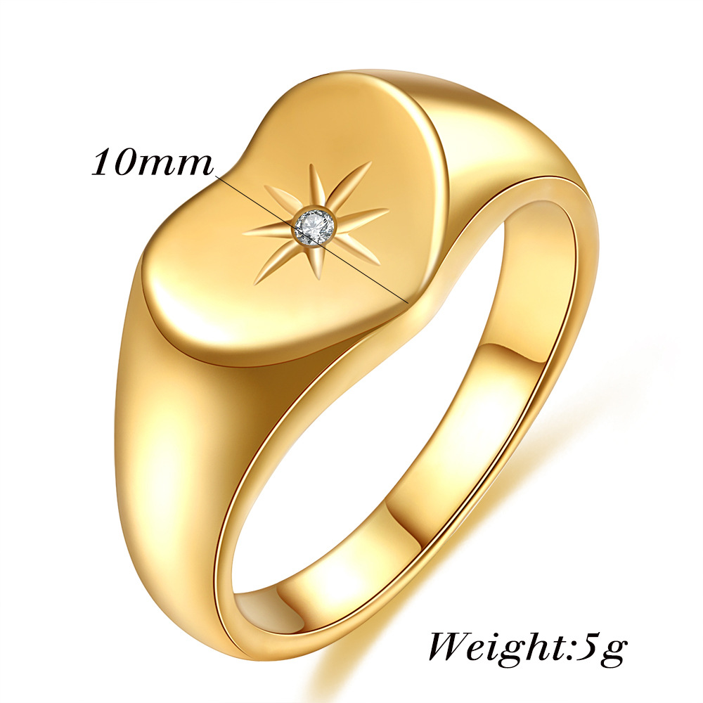 Titanium Steel Gold-plated Diamond Love Light Ring Image 3