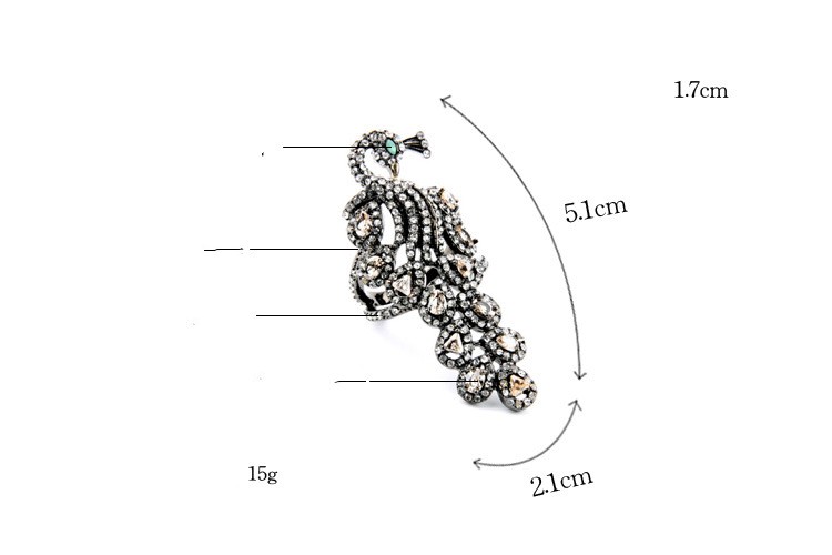 Elegant Diamond Cute Peacock Women's Ring 3