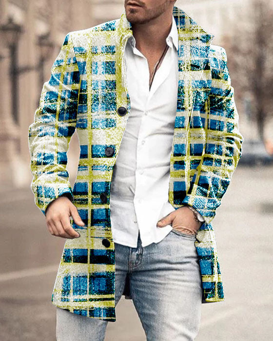 Men's Woolen Stand Collar Mid-length Trench Coat Style 63