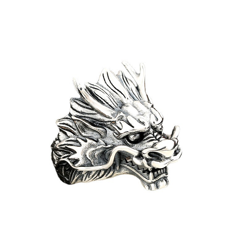 Zodiac Dragon Head Ring Image 5